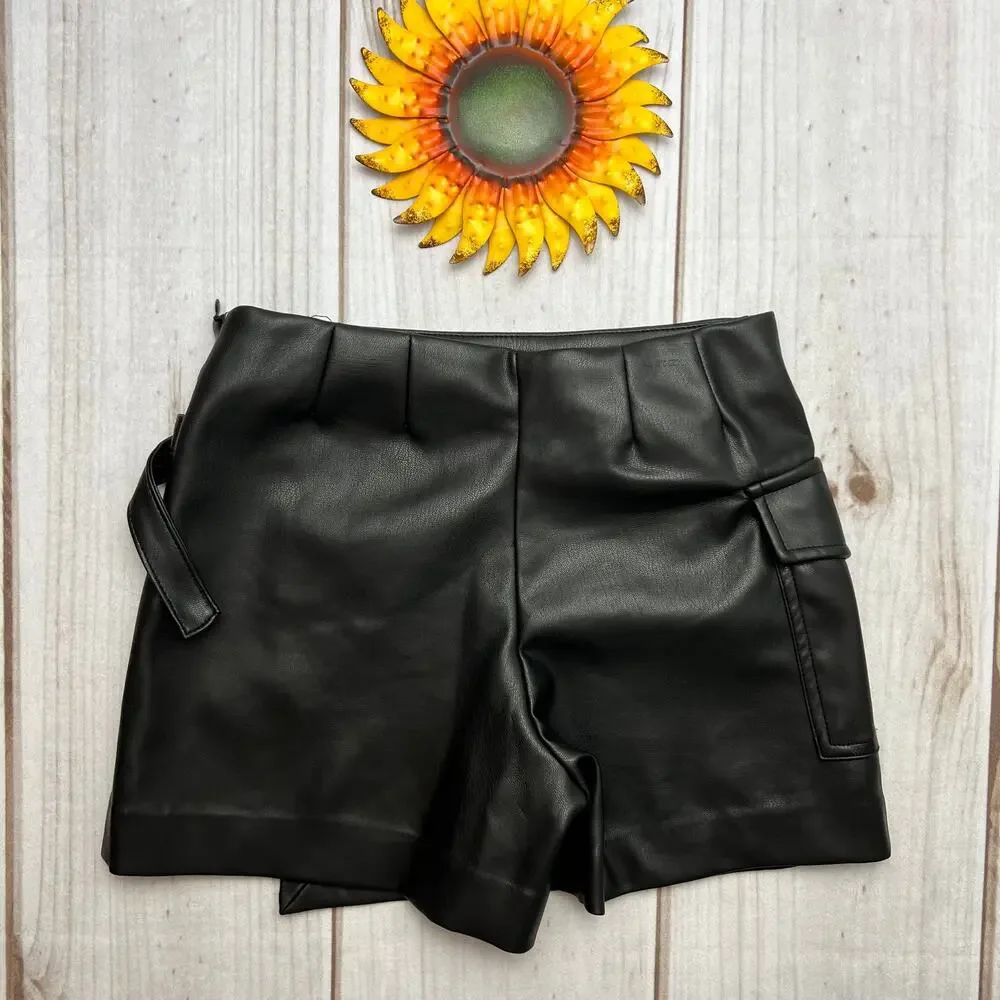 zara kids faux‎ leather skort 7